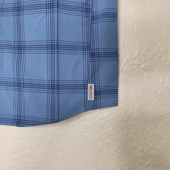 Outdoor Research Astroman Sun Shirt Mens Medium Plaid SS Snap Button Hiking UPF - Picture 4 of 9